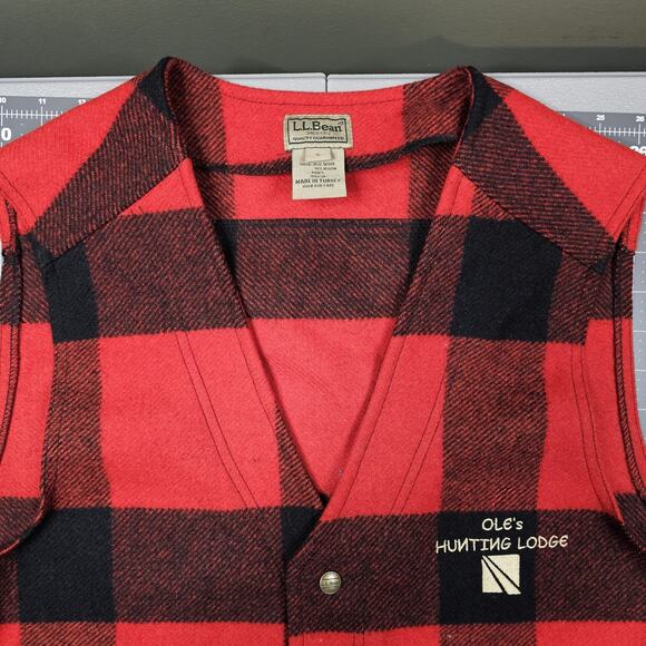 LL Bean Mackinaw Wool Vest Small Buffalo Plaid Hunting Outdoors Retro Grandpa - Picture 5 of 10